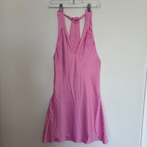 WILD FABLE NEW Halter Dress Womens XS Pink Tie V-Neck Plunge Satin Flowy Lined